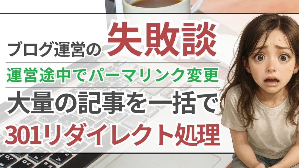 ブログ運営の失敗談｜100記事以上のパーマリンクの変更：一括で301リダイレクト処理する方法